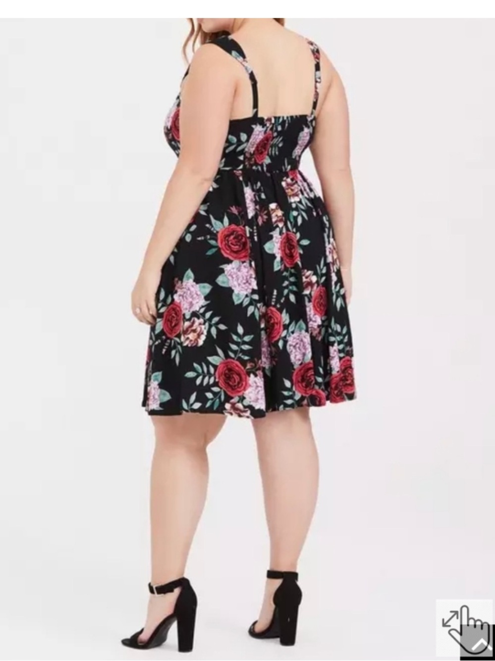 Torrid Black Floral Sundress with Red & Pink Roses Sz 2 (2X-18/20) - Picture 2 of 6
